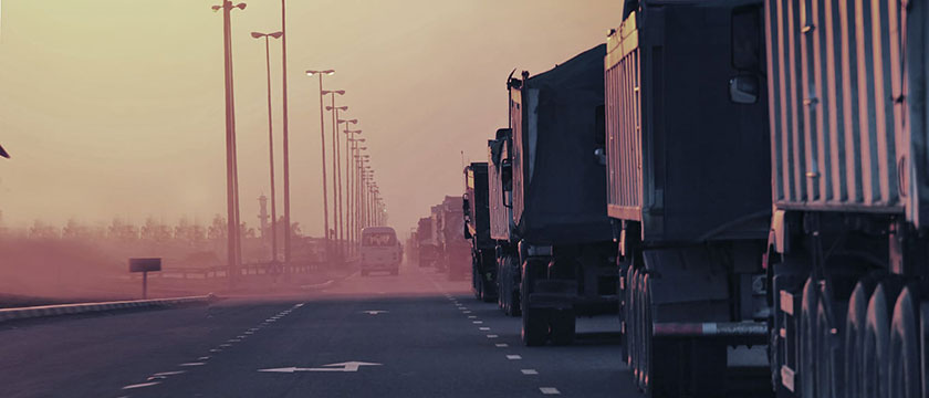 Trucks on road
