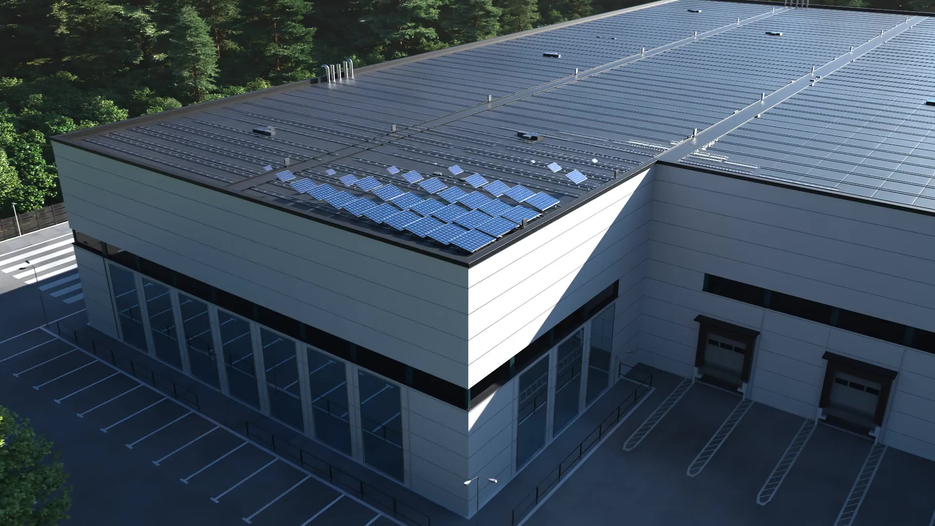 Solar Panels On Grey Building